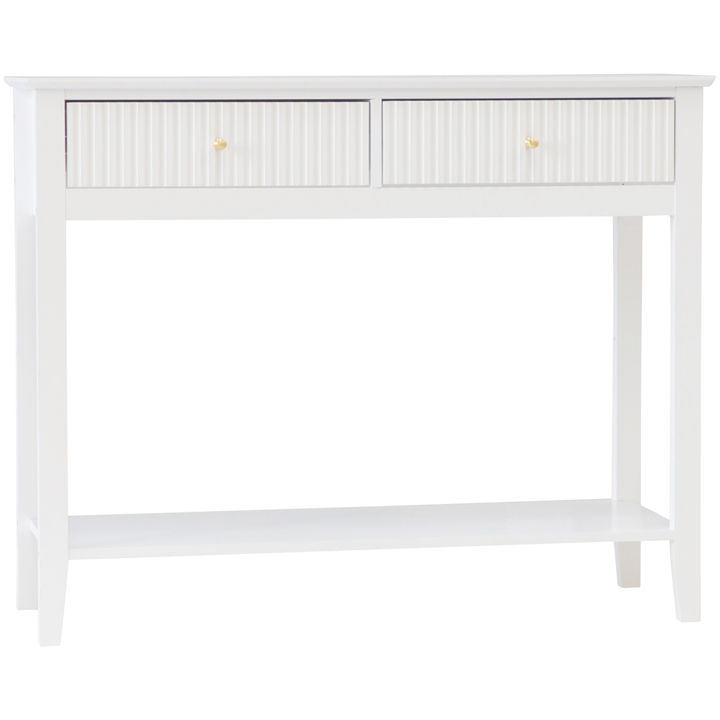Zara Fluted 2 Drawer Console Table White