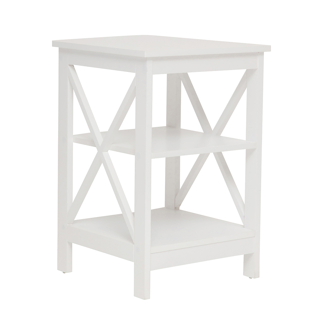 Long Island Side Table with 2 Shelf White
