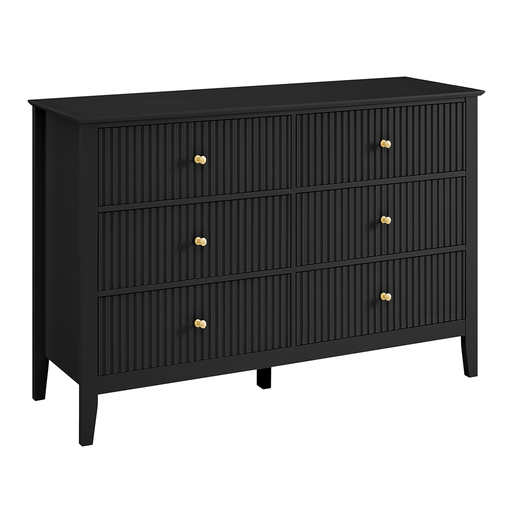 Zara Fluted 6 Drawer Chest Black