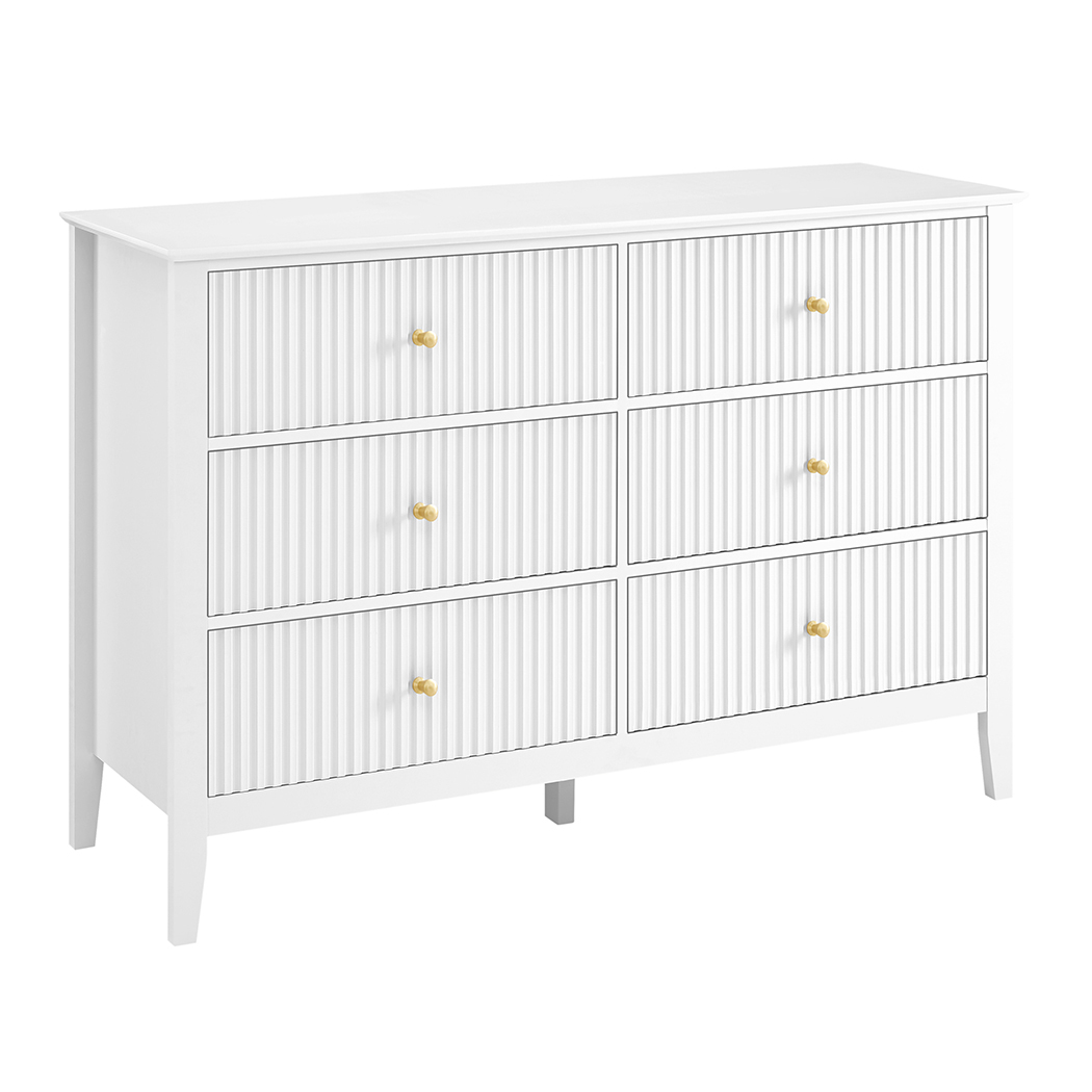 Zara Fluted 6 Drawer Chest White