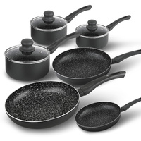 9pc Cookware Set Non Stick Coating Frypan Saucepan Grey
