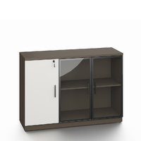 Esma Office Storage Cabinet  with  Lockable Door & Glass Display Unit