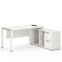 Emery 160cm L-Shaped Executive Desk White