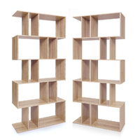 Set of 2 Kian 5 Tier Display Shelf Bookshelf Unit Oak