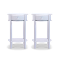 2 x Franco Round Side Table White 