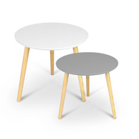 Aura 2 Piece Round Wood Coffee Table Set