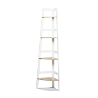 Hawaii 4 Tier Display Ladder Corner Shelf Rack White
