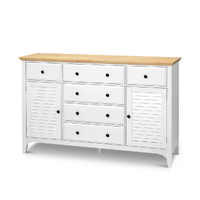 Madison 2 Door 6 Drawer Solid Wood Top Buffet Sideboard White