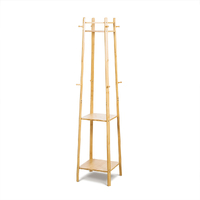 Colin Bamboo Coat Rack with Storage Shelves Natural