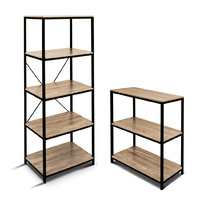 Rome Industrial Style Storage Bookshelf Set Oak