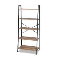 Rome Industrial Style 5 Tier Ladder Shelf Oak