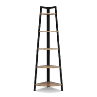 Rome Industrial Style 5 Tier Corner Shelf Oak