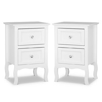 2 x Franco 2 Drawers Bedside Table White
