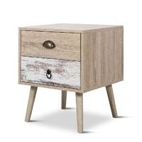 Luka 2 Drawer Bedside Table White Washed and Oak