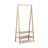 Colin Bamboo Clothes Rack with 2-Tier Storage Shelves Natural
