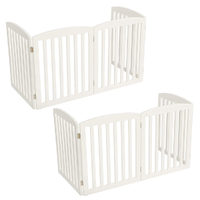 Set of 2 Freestanding Wooden Pet Gate 4 Panel Foldable Fence White