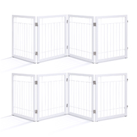 Set of 2 Freestanding Metal Pet Gate 4 Panel Foldable Fence White