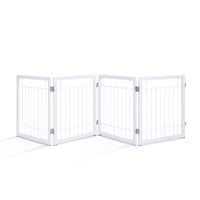 Freestanding Metal Pet Gate 4 Panel Foldable Fence White