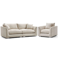 Harmony 2 and 1 Seater Fabric Sofa Set Cream