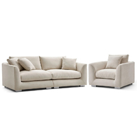 Harmony 3 and 1 Seater Fabric Sofa Set Cream