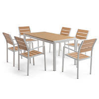 Acacia 6 Seater Outdoor Dining Table Set Natural