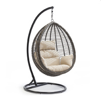 Sheila Outdoor PE Rattan Hanging Teardrop Swing Chair Brown
