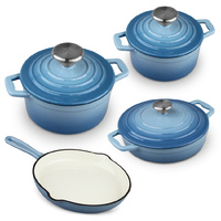 Xanten Cast Iron 7pcs Cookware Set w/ Gradient Light Blue