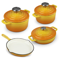 Xanten Cast Iron 7pcs Cookware Set w/ Gradient Orange