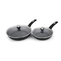 4pc Aluminum Fry Pan Set with Lid 20/28cm