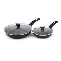 4pc Aluminum Fry Pan Set with Lid 24/30cm