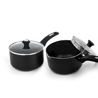 4pc Aluminum Saucepan Set with Lid 1.4/2.8 L
