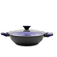 Marburg Non-stick Wok with Lid Side Handles 32cm Blue