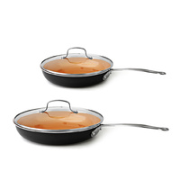 Kupferberg 2pcs Frypan Set with Lid Ceramic Copper Coating 24cm 28cm