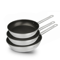 Pro-X 3pc Stainless Steel Frying Pan Set w/ Non-stick Coating