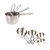 Appetito Set of 4 Stainless Steel Measuring Cups with Wire Handles 