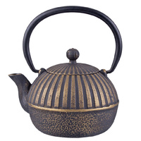 Teaology Cast Iron Teapot 500ml Imperial Stripe Black Gold