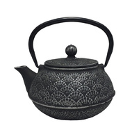 Teaology Cast Iron Teapot 800ml Oriental Fan Black Silver