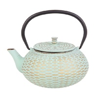Teaology Cast Iron Teapot 800ml Rattan Mint/Gold