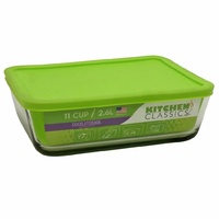 Kitchen Classics 11 Cup Rectangular Container w/ Green Lid 2.6 Liter