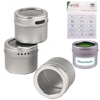 Appetito Set of 12 Magnetic Spice Cans with 45 Labels