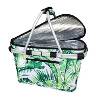 Sachi Insulated Carry Basket with Lid Jungle Leaf