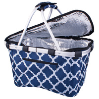 Sachi Insulated Carry Basket w/ Lid Moroccan Navy