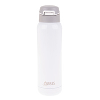 Oasis 500ml Stainless Steel Insulated Sports Bottle w/ Straw White