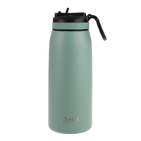 Oasis Stainless Steel Double Wall Insulated Sports Bottle w/ Sipper Straw 780ML Sage Green