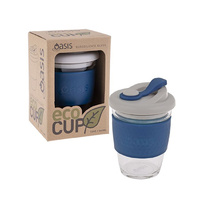 Oasis Borosilicate Glass Eco Cup Navy 12oz 340ml