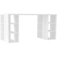 Desk With Bookcase Shelves White