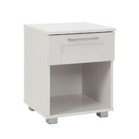 Montreal Bedside Table White Cabinet -1 Drawers 
