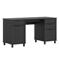 Sorrento Desk With Drawers - Woodgrain Black