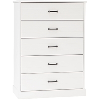 Hamptons 5 drawer Chest White