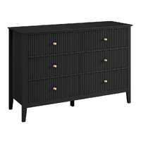 Zara Fluted 6 Drawer Chest Black